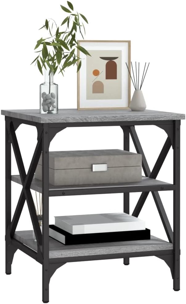 FIRBNUS Beistelltisch Grau Sonoma 40x42x50 cm Beistelltisch Schmal Beistelltisch mit Stauraum Beiste