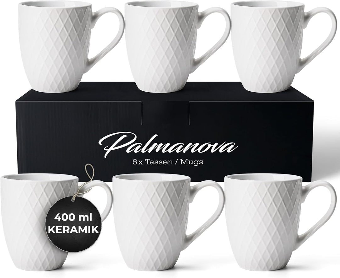 MIAMIO – 6 x 400 ml – Kaffeetassen Set/Becher – Moderne Keramik Tasse Matt – Kaffeetasse gross – Pal