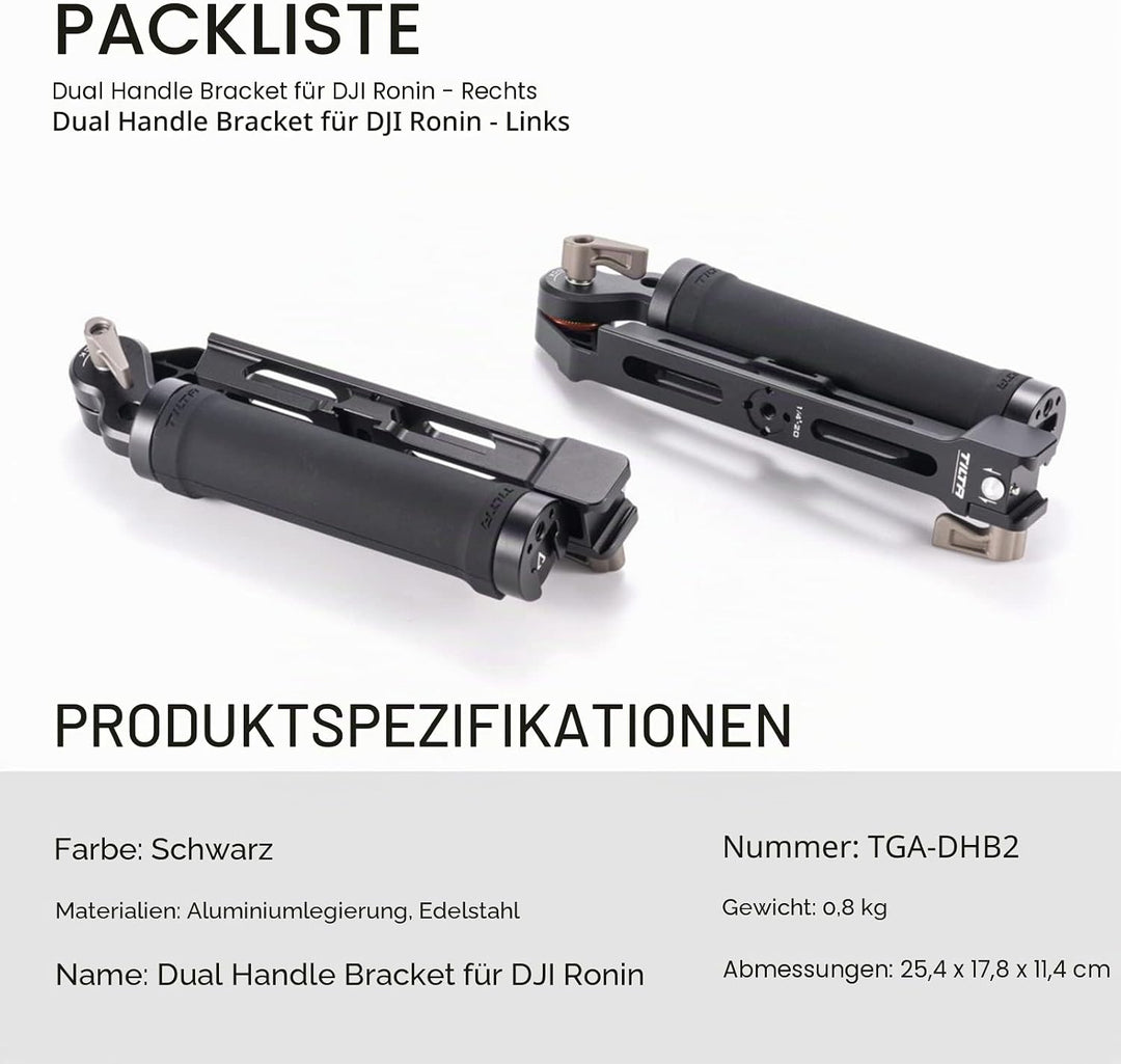 Tilta Dual Handle Bracket Dual-Griff-Halterung, kompatibel mit DJI RS 2/RS 3 Pro/RSC 2/RS 3 Gimbal,
