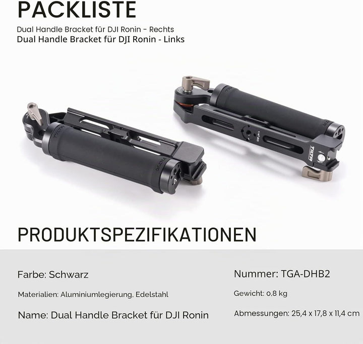 Tilta Dual Handle Bracket Dual-Griff-Halterung, kompatibel mit DJI RS 2/RS 3 Pro/RSC 2/RS 3 Gimbal,