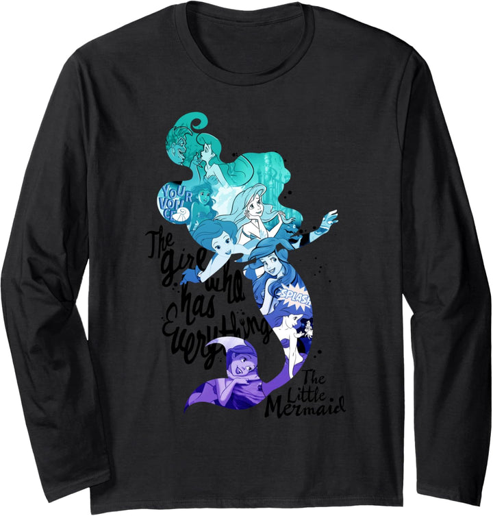 Disney The Little Mermaid Collage Silhouette Fill Langarmshirt