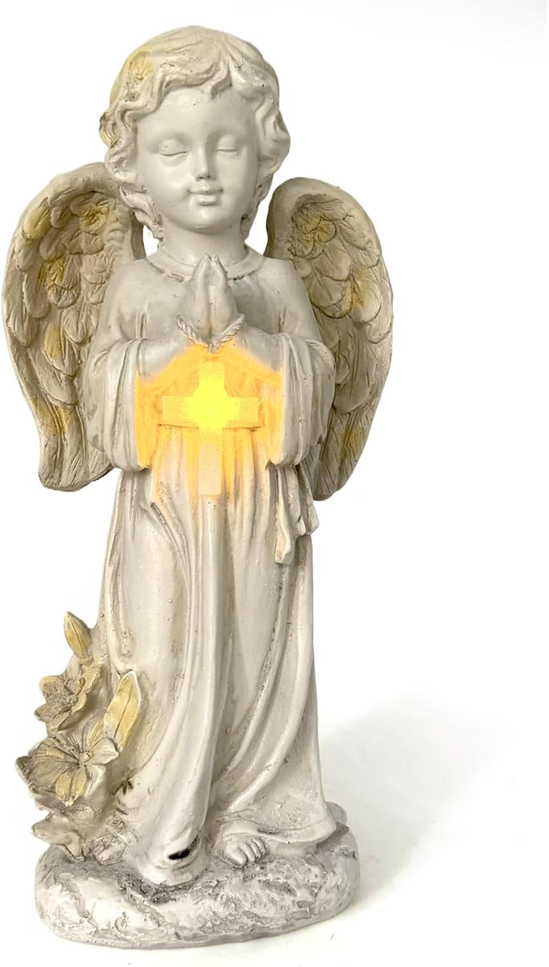 Tuzsocr Solar Engel Gartenstatuen - Betende Engel, LED-Schutzengel-Figur, Wetterfeste Engel Figur am