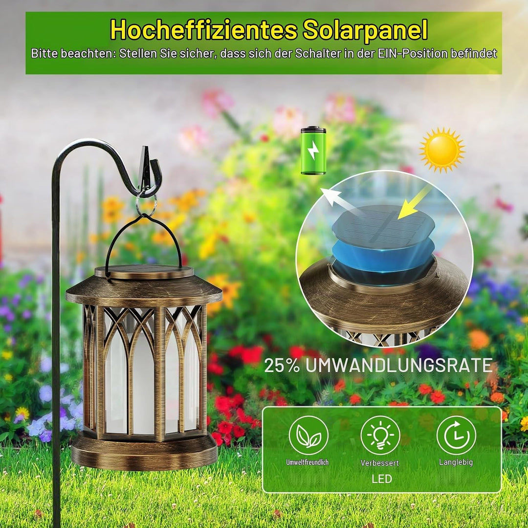Garten Solarlampen für Aussen Hängend, GEARLITE 2 Stücke Solar Laternen für Draussen mit Realistisch