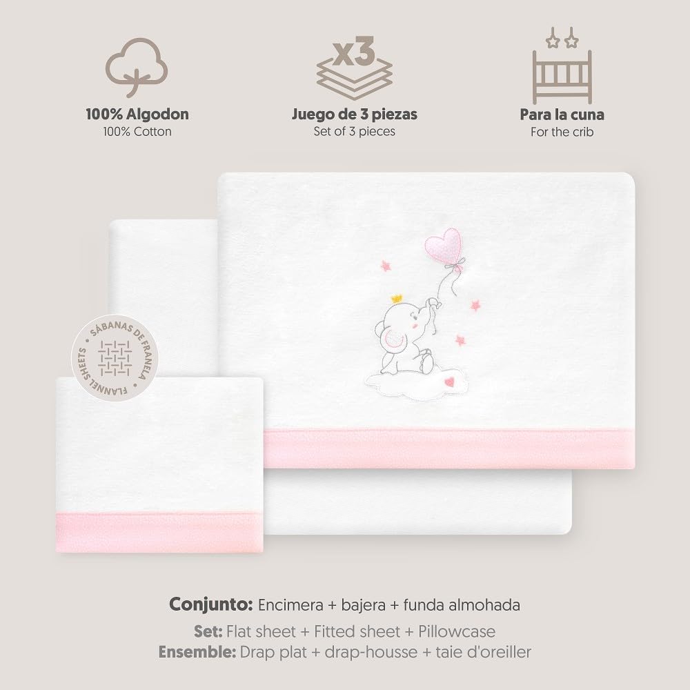 Interbaby Bettwäsche-Set für Kinderbett, 60 x 120 cm, 100% Baumwolle, warm, weich, inklusive Spannbe