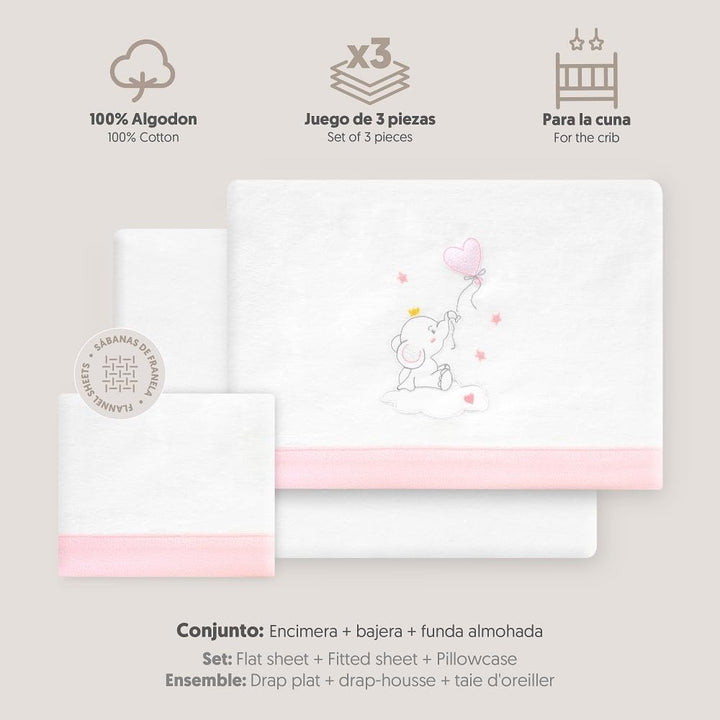 Interbaby Bettwäsche-Set für Kinderbett, 60 x 120 cm, 100% Baumwolle, warm, weich, inklusive Spannbe