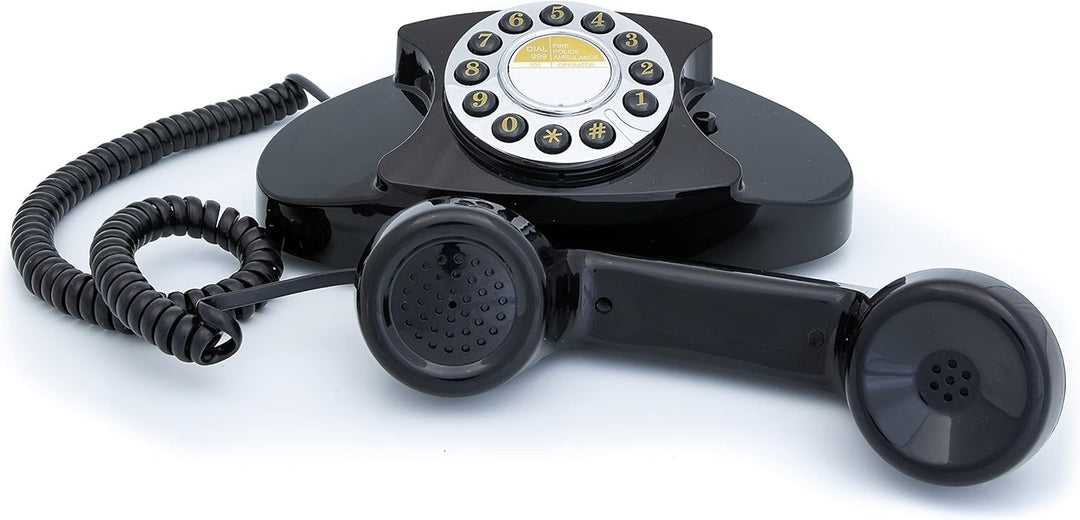 GPO Audrey Telefon mit Tasten, 1950er-Jahre-Design schwarz, schwarz