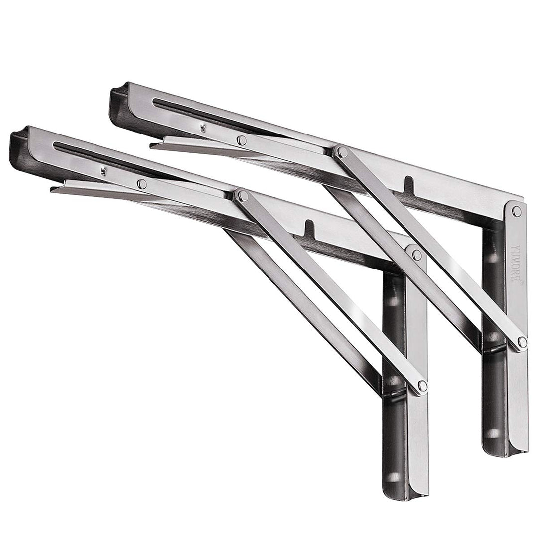 YUMORE Klappkonsole Schwerlast 450mm,Regalträger Klappbar Edelstahl Klappregalhalterungen Wand Tisch