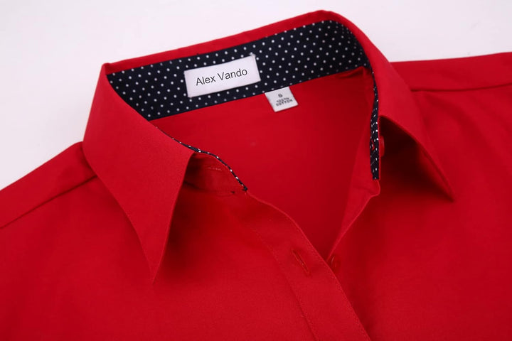 Alex Vando Bluse Damen Langarm Hemd Damen Stretch – Business Button Down Shirts, Bügelfrei Arbeitshe
