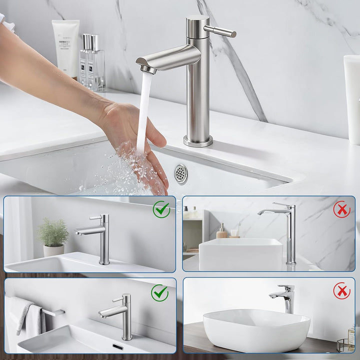 BONADE Kaltwasserhahn Gäste WC, Wasserhahn Kaltwasser für Wasserhahn Bad, Edelstahl Kaltwasserhahn m