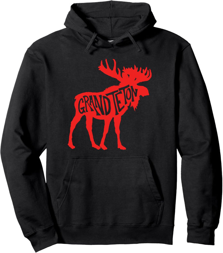 Grand Teton National Park Moose Typography Graphic Pullover Hoodie