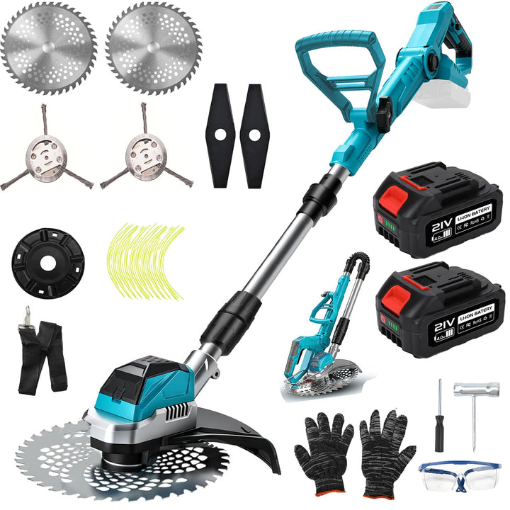 panthem Akku Rasentrimmer mit 21V 4000mAh, Rasenkantenschneider Freischneider für Makita 18V, 4 in 1