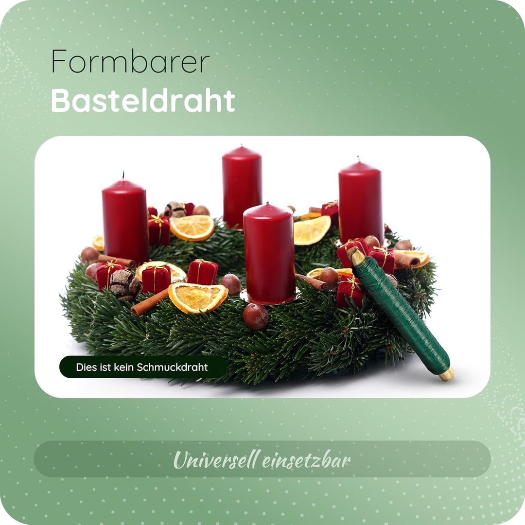 Novatool 20x Wickeldraht I grün I 0,65 mm I Draht I Basteldraht Floristendraht Blumendraht Bindedrah