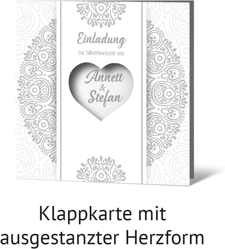 10 x Lasergeschnitten Hochzeitseinladungen Silberhochzeit silberne Hochzeit Einladung individuell -
