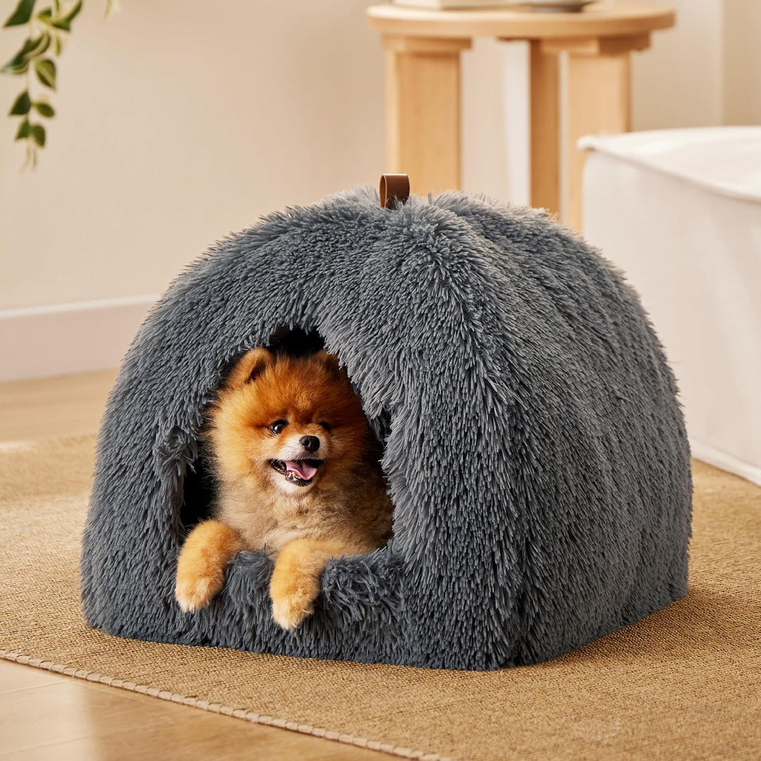 BEDSURE Katzenbett Katzen Katzenhöhle- Plüsch Katzenhaus Indoor, 44x44 cm | Abnehmbare Katzenkissen