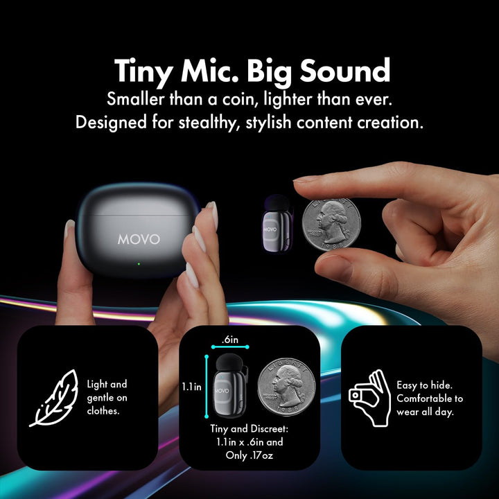 Movo NanoMic Dual Lightning Wireless Mikrofon für iPhone 14 und darunter - Lavalier-Mikrofon für iPh