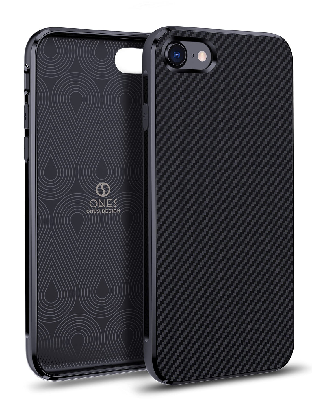 ONES Ultra Dünn Hülle für iPhone SE3 SE2 SE 8 7 · Kohlefaser-Textur [Fingerabdruck Verhinderung] [Ka