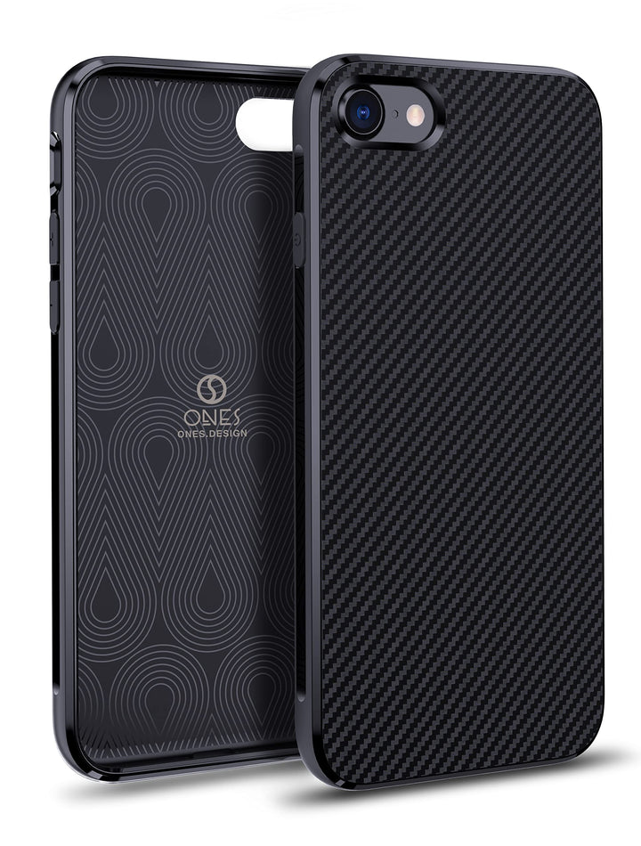 ONES Ultra Dünn Hülle für iPhone SE3 SE2 SE 8 7 · Kohlefaser-Textur [Fingerabdruck Verhinderung] [Ka
