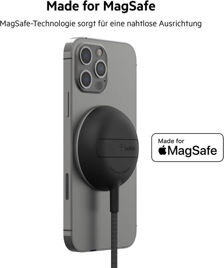 Belkin tragbares drahtloses Ladepad mit MagSafe (schnelles Laden mit bis zu 15 W, mit iPhone 13, 13