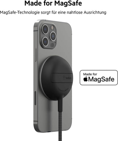 Belkin tragbares drahtloses Ladepad mit MagSafe (schnelles Laden mit bis zu 15 W, mit iPhone 13, 13