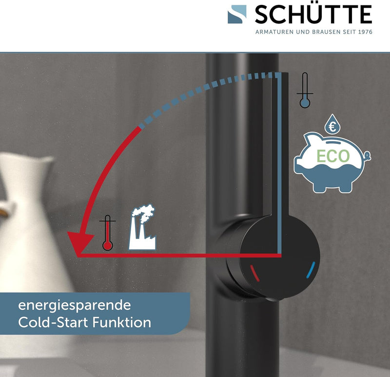 SCHÜTTE 79146 MIAMI Küchenarmatur 360°, Einhebelmischer mit ausziehbarer, magnetischer Geschirrbraus