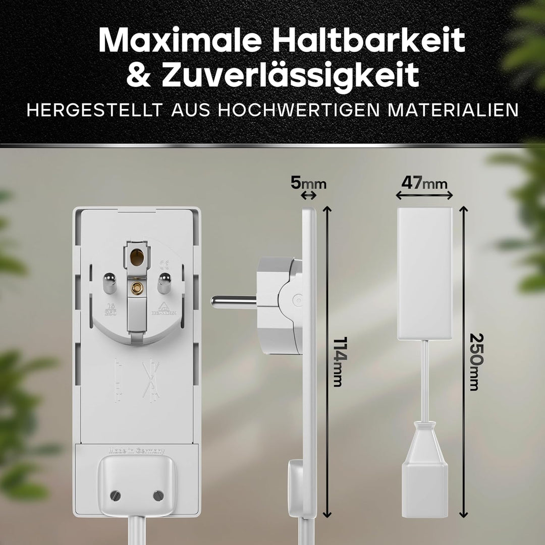 KABEL EULE | Evoline Flachstecker Verlängerung auf Eurostecker | Weiss | 25cm | Made in Germany | Mö