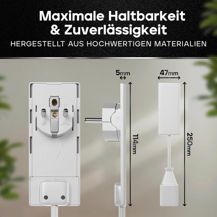 KABEL EULE | Evoline Flachstecker Verlängerung auf Eurostecker | Weiss | 25cm | Made in Germany | Mö
