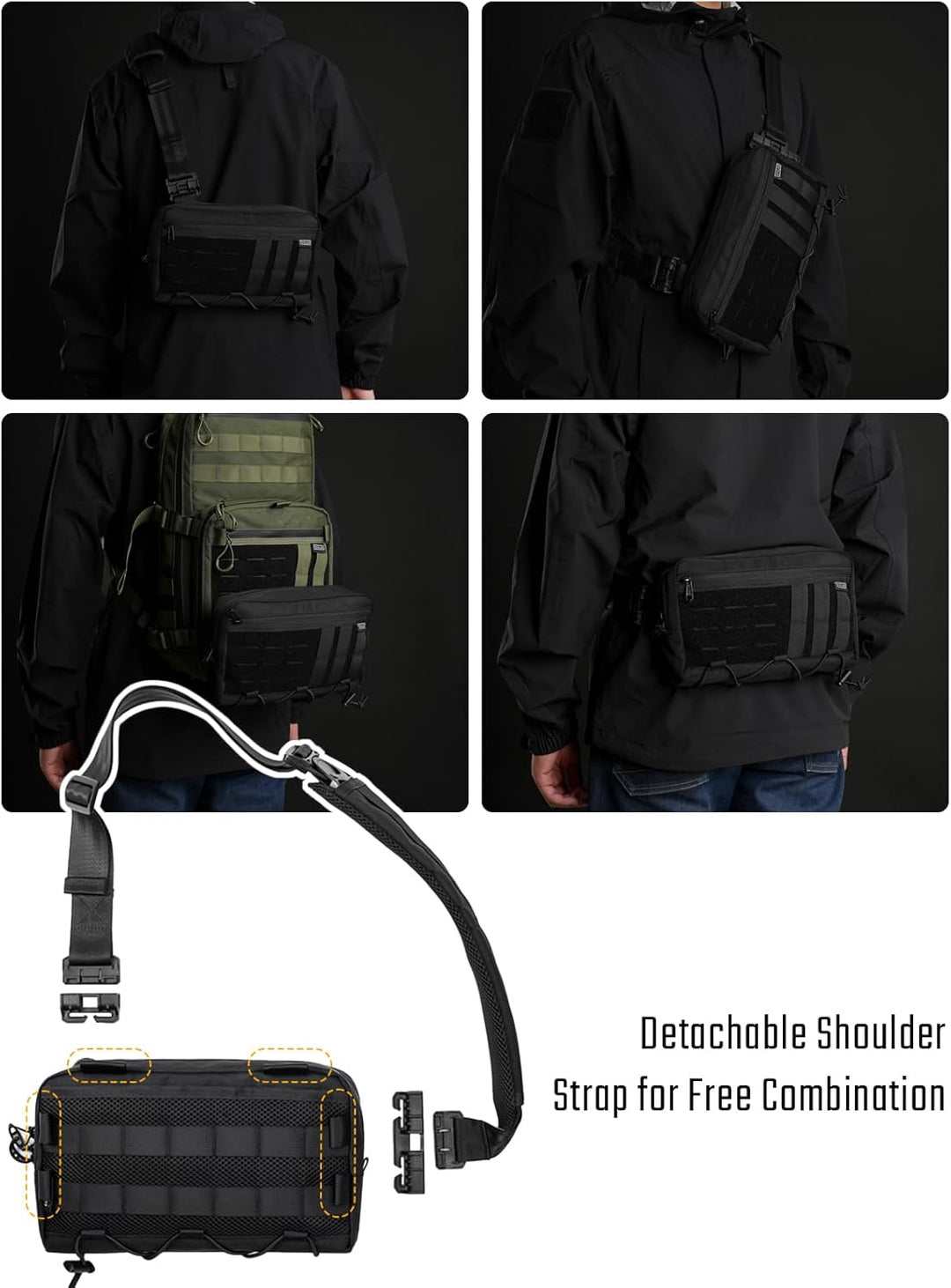 TACTICAL GEEK Cache L3 EDC Sling Bag Chest Crossbody Bag für Herren Damen, YKK Reissverschluss Umhän