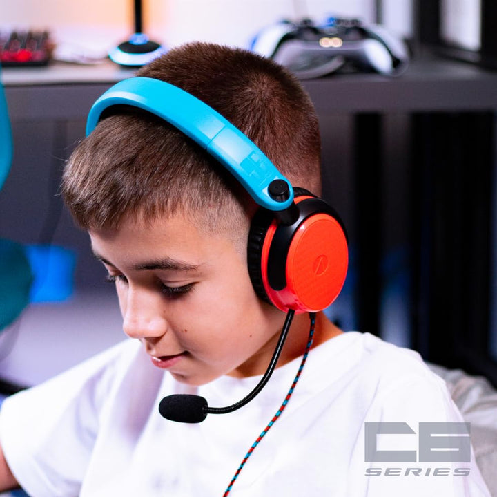 STEALTH C6-100 Rot & Blau Over Ear Gaming Headset PS4/PS5, Xbox, Switch, PC mit flexiblem Mikrofon,