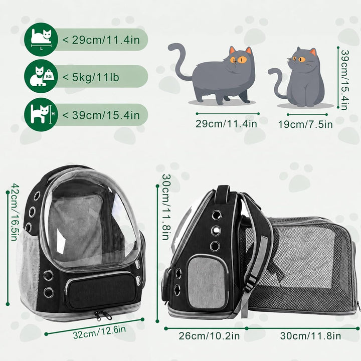 Erweiterbar Katzenrucksack mit Fenster Katzenrucksack Hunderucksack Geeignet für 3–5 kg 42x32x26-56c