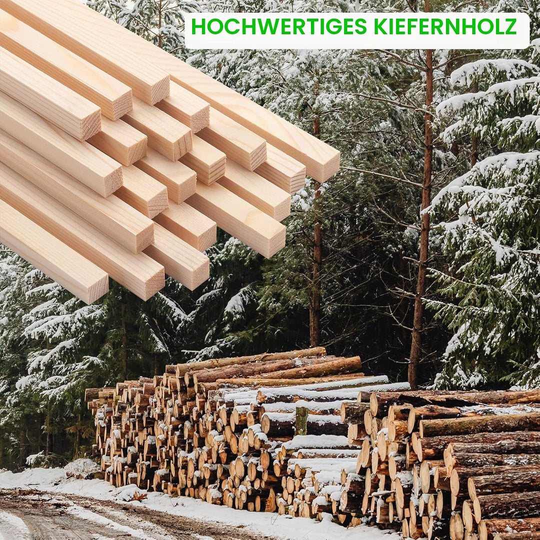 Quadratische Holzdübel, 5/16 Zoll x 38 cm, 30 Stück, unlackierte Hartholzstäbe zum Basteln 5/16"×15"