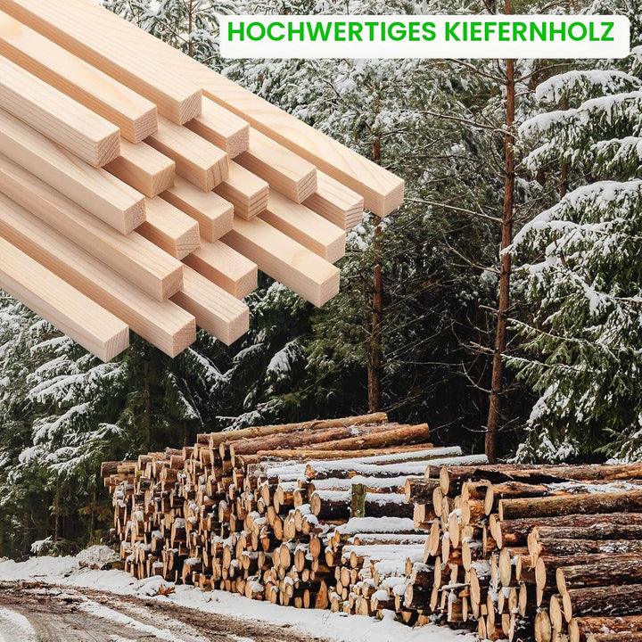 Quadratische Holzdübel, 5/16 Zoll x 38 cm, 30 Stück, unlackierte Hartholzstäbe zum Basteln 5/16"×15"