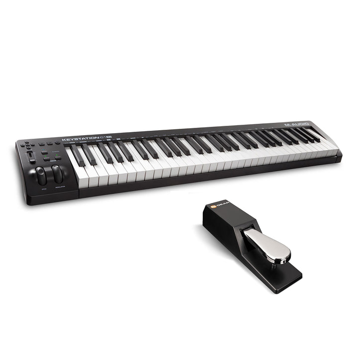 M-Audio Keystation 61MK3 + SP-2 - MIDI Keyboard Controller mit 61 Tasten, zuweisbaren Reglern, Pitch