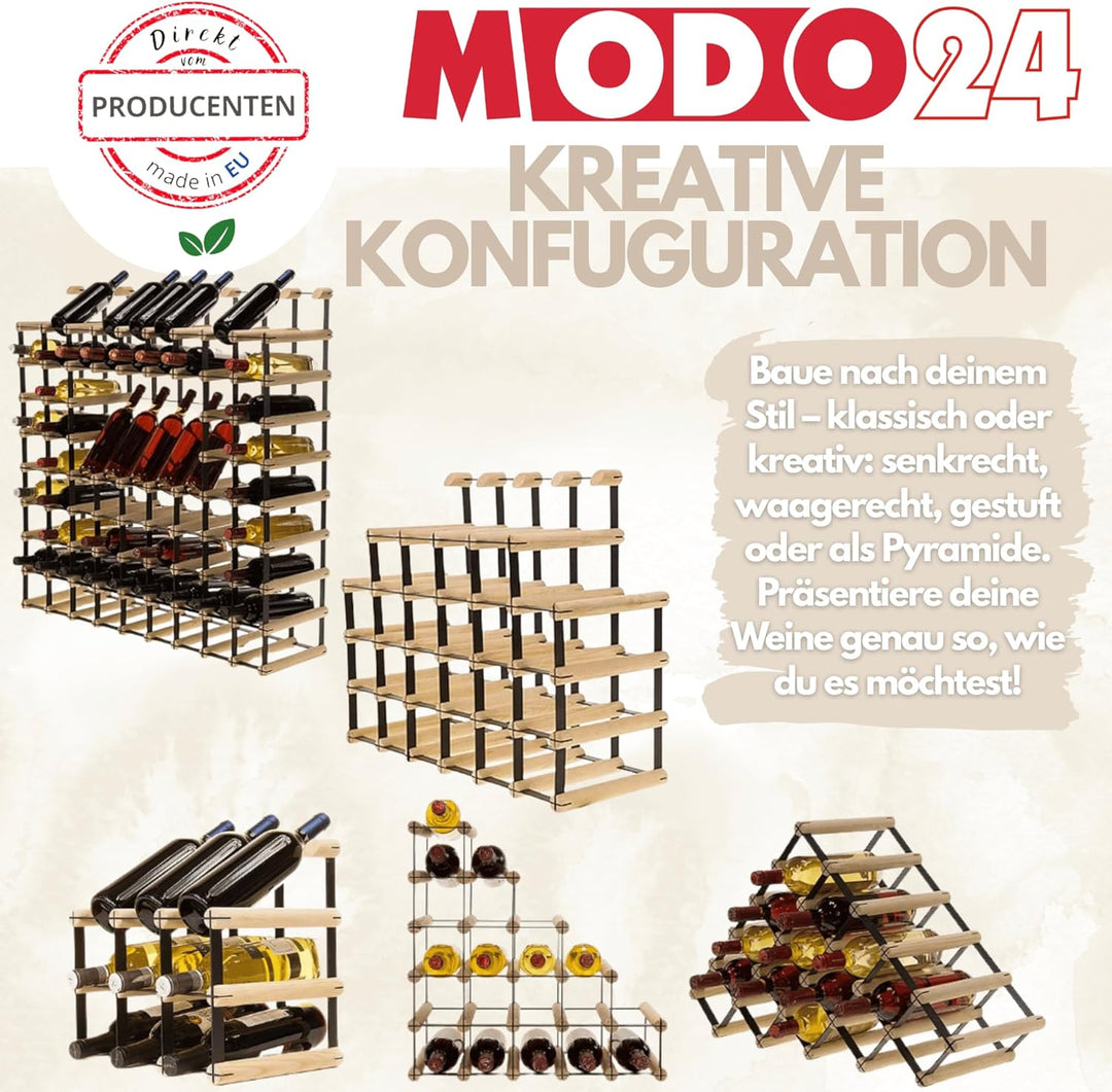 Weinregal aus Metall &amp; Holz für 9 Flaschen, 12,5x92,5x25cm, freistehender Weinständer, Getränkeregal