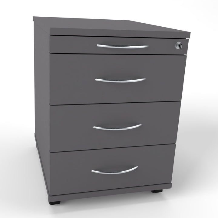 Rollcontainer CADI 43×58×59 cm – abschliessbarer Bürocontainer in Graphit mit Orga- & 3 Universal-Sc