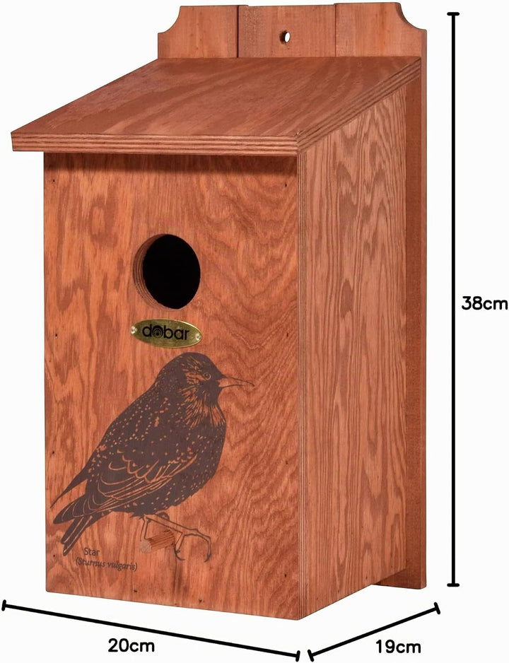 dobar® green label 22362FSCe Nistkasten "Star" - Starenkasten aus Holz - Nisthilfe für Wildvögel - W