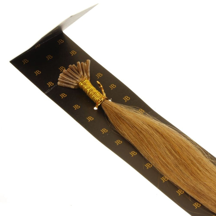 hair2heart 200 x Microring I-Tip Extensions aus Echthaar, 50cm, 1g Strähnen, glatt - Farbe 12 honigb