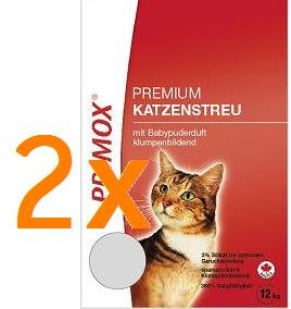 Primox Katzenstreu Sparpack - 2x 12kg (mit Babypuderduft)