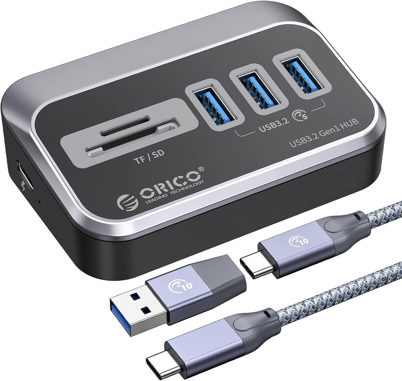 ORICO USB C Hub, Tpy C Splitter mit 3 USB 3.2 Gen 1 Data Port und SD/TF Kartenleser, 5 Gbps USB Vert