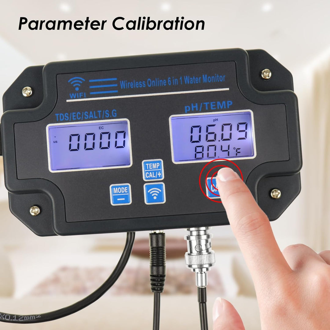 Professioneller 6-in-1-Wasserqualitätsmonitor testet pH-Wert, TDS, EC, Salzgehalt, SG, Temperatur Wi