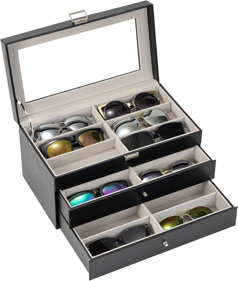 ProCase Brillenbox Sonnenbrillen Displaybox Aufbewahrungsbox aus Leder Brillenschatulle Brillenkoffe