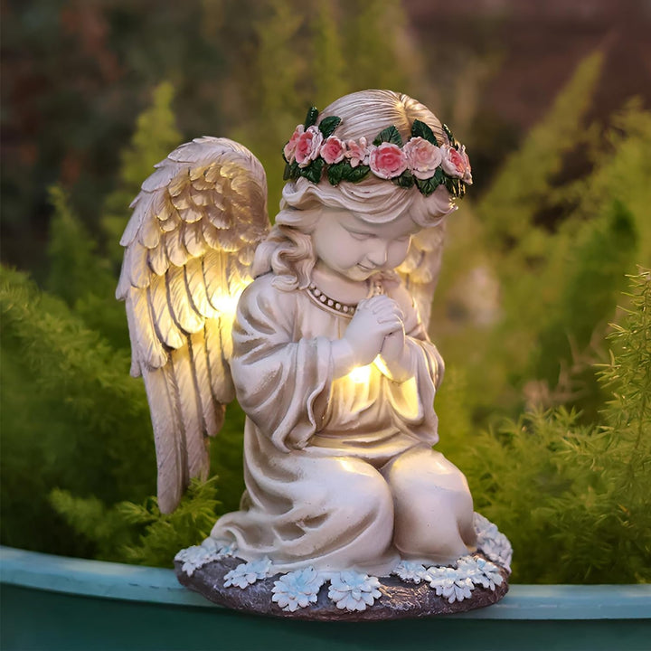 Solar Engel Gartenfiguren, Grablichter, LED Fairy Engel Figur, Gebetsengel Solarleuchte 6~12Stunden,