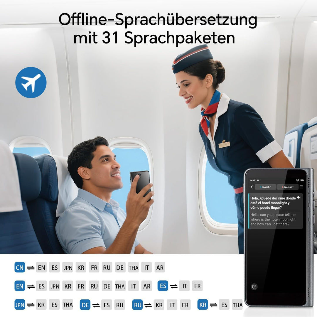 Timekettle Fluentalk T1 Übersetzungsgerät, Foto Übersetzer und Unterstützung für 40 Sprachen, Sprach