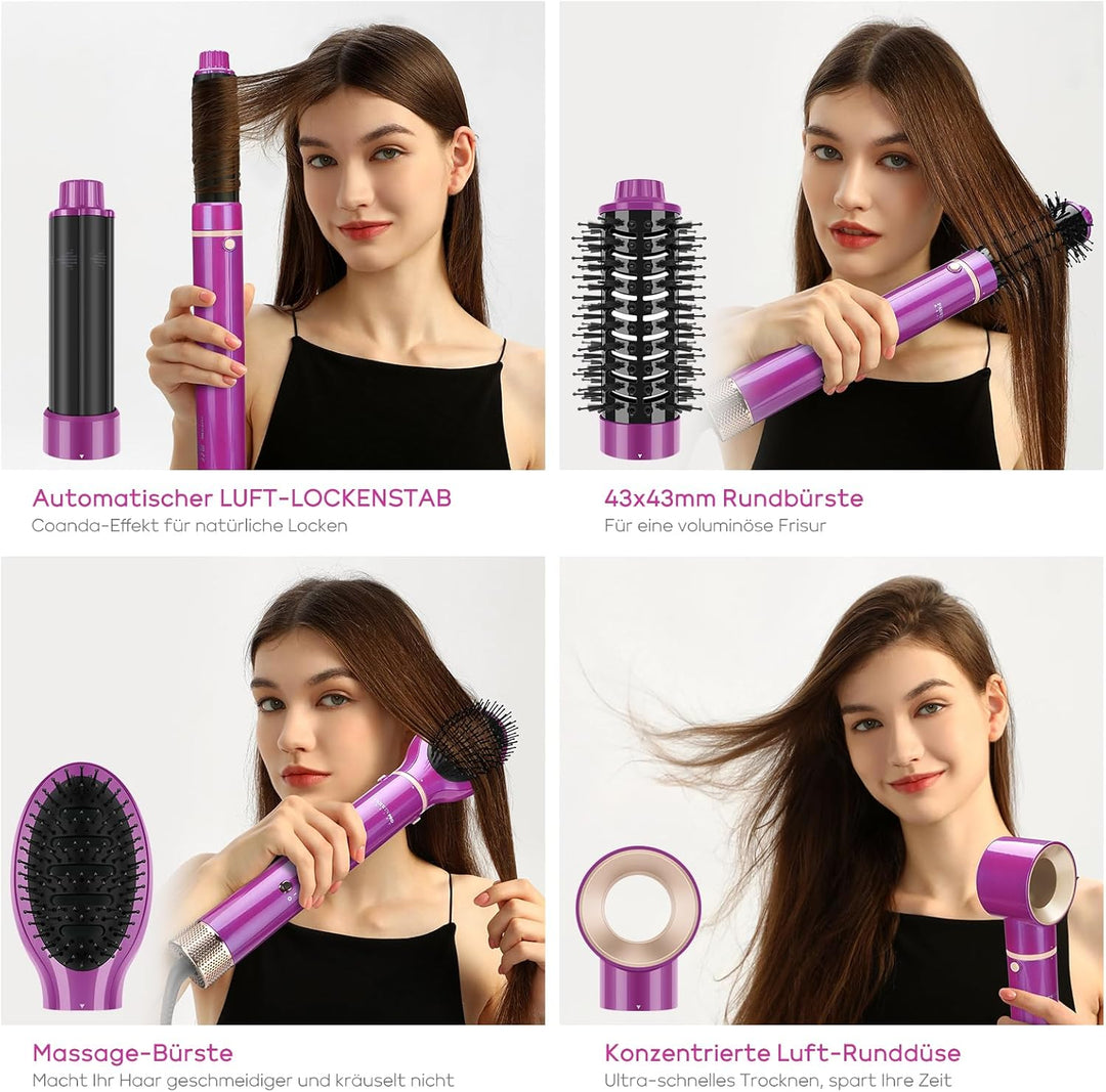 5 IN 1 MaxAIR Styler, PARWIN PRO BEAUTY Haartrockner Warmluftbürste Set, Rundbürstenföhn, Lockenstab