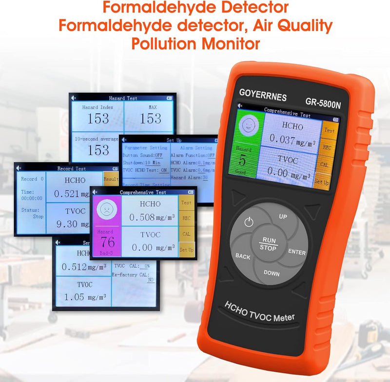 Professioneller Formaldehyd Detektor,GR-5800N Luftqualitätsdetektor,HCHO/TVOC Tester Meter, Verschmu