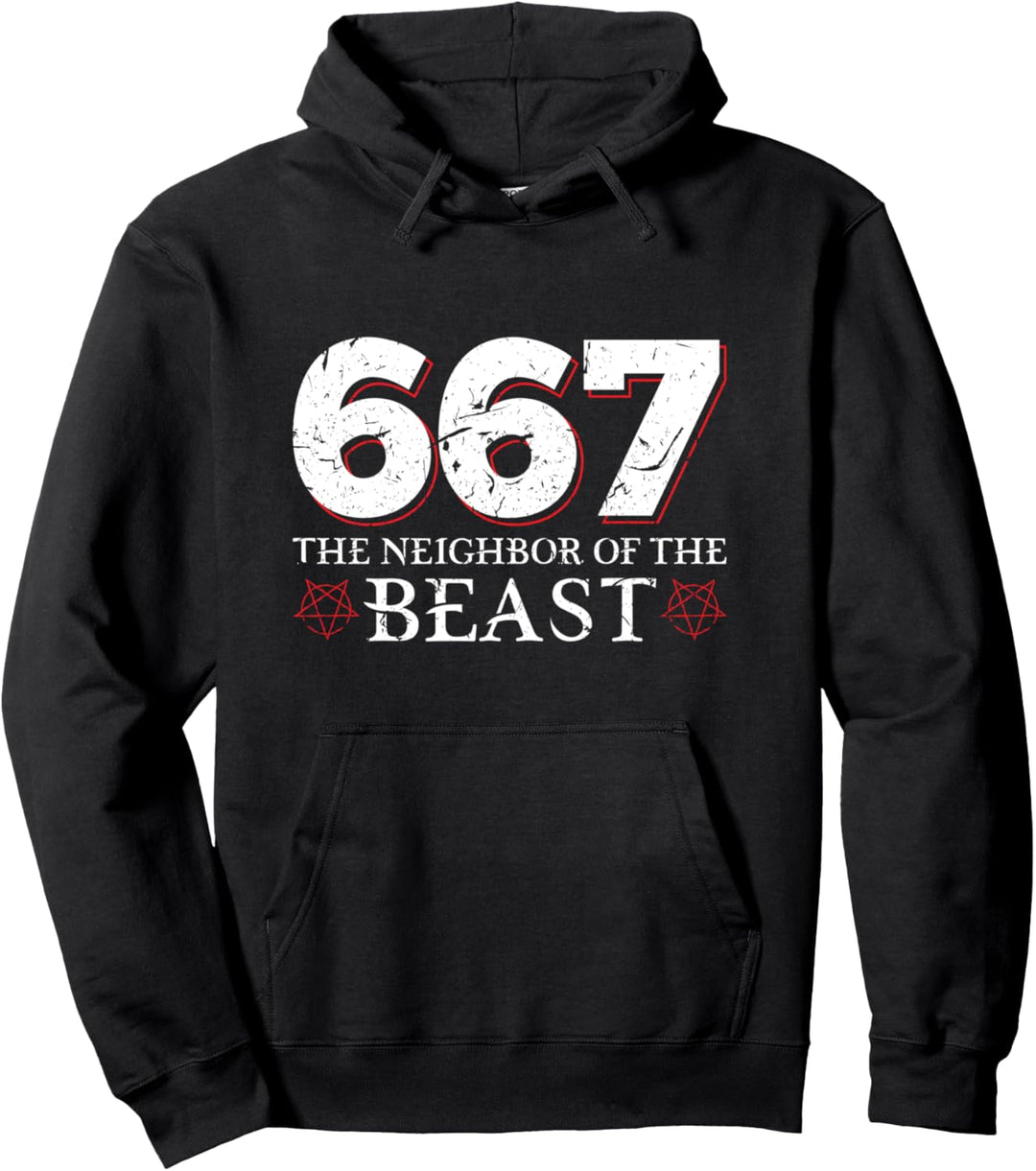 667 The Neighbor of the Beast Funny Satanist Satanic Lucifer Pullover Hoodie