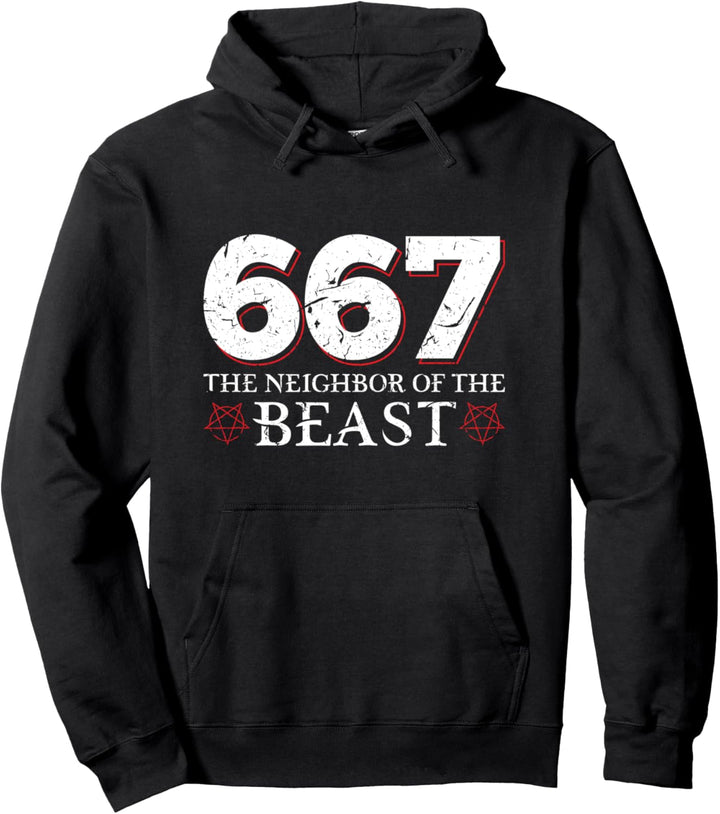 667 The Neighbor of the Beast Funny Satanist Satanic Lucifer Pullover Hoodie