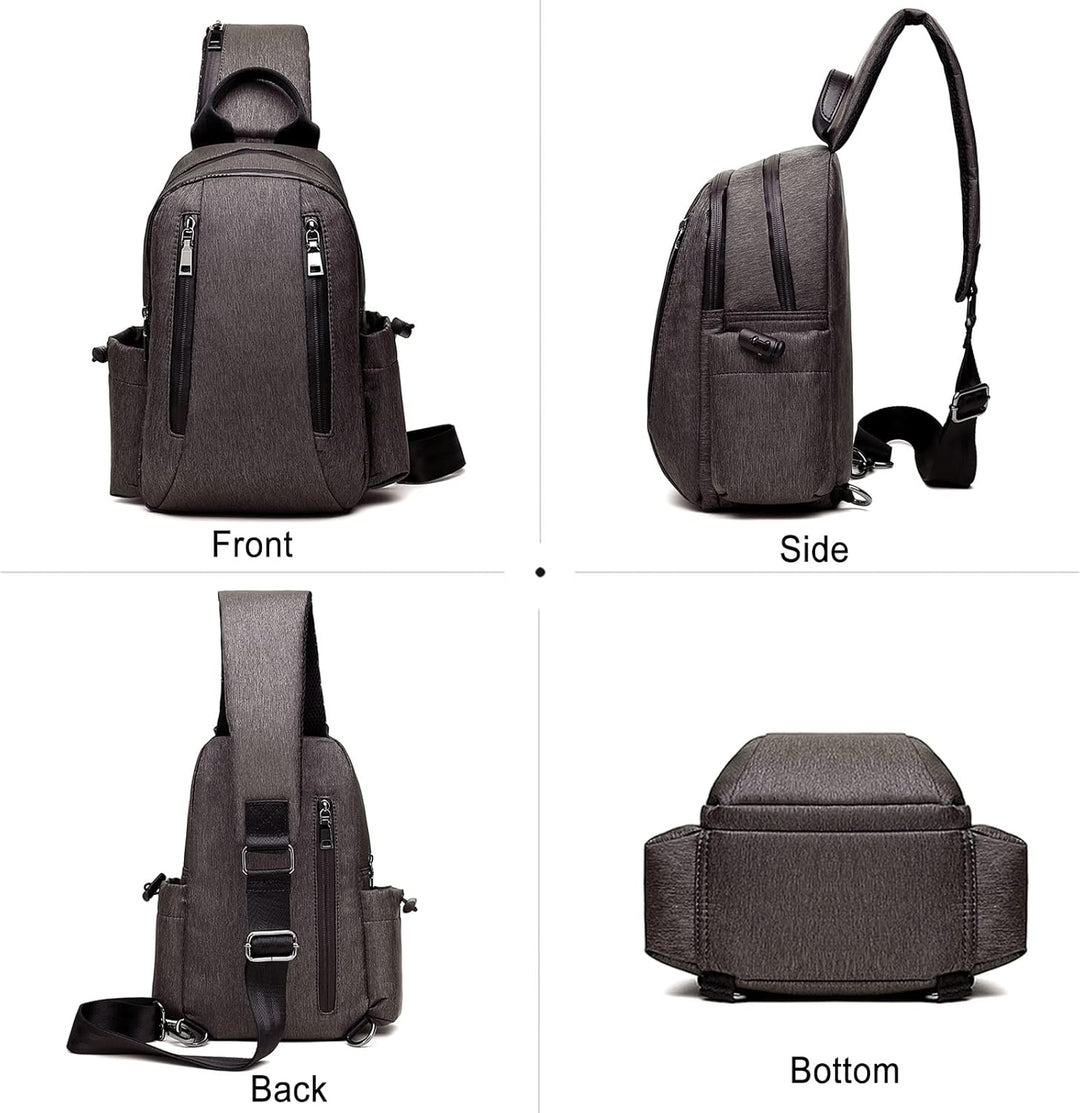 FANDARE Retro Brusttasche Sling Bag Sling Rucksack Schultertasche Crossbody Bag Business Umhängetasc