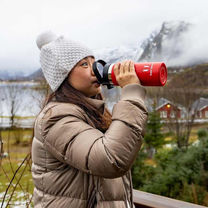 Super Sparrow Trinkflasche Edelstahl 750ml - Breite Öffnung SwivelSip Thermosflasche - BPA-Frei Ther