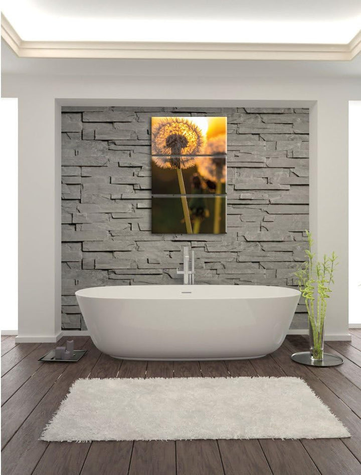 Pixxprint Pusteblume als Leinwandbild/Grösse: 3 Teilig (120x80) cm/Wandbild/Kunstdruck/fertig bespan