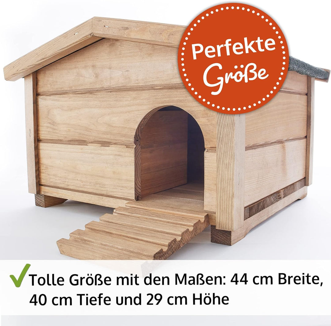 Hecht zooprinz winterfestes Igelhaus mit Boden und wetterfestem Dach - Igelfutterhaus - Igelhaus - G